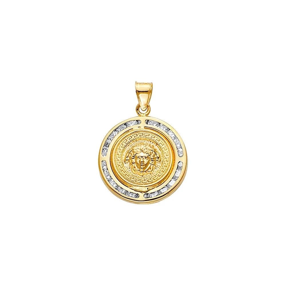 NEW 14K YELLOW GOLD ROUND MEDUSA PENDANT (1 of 2)