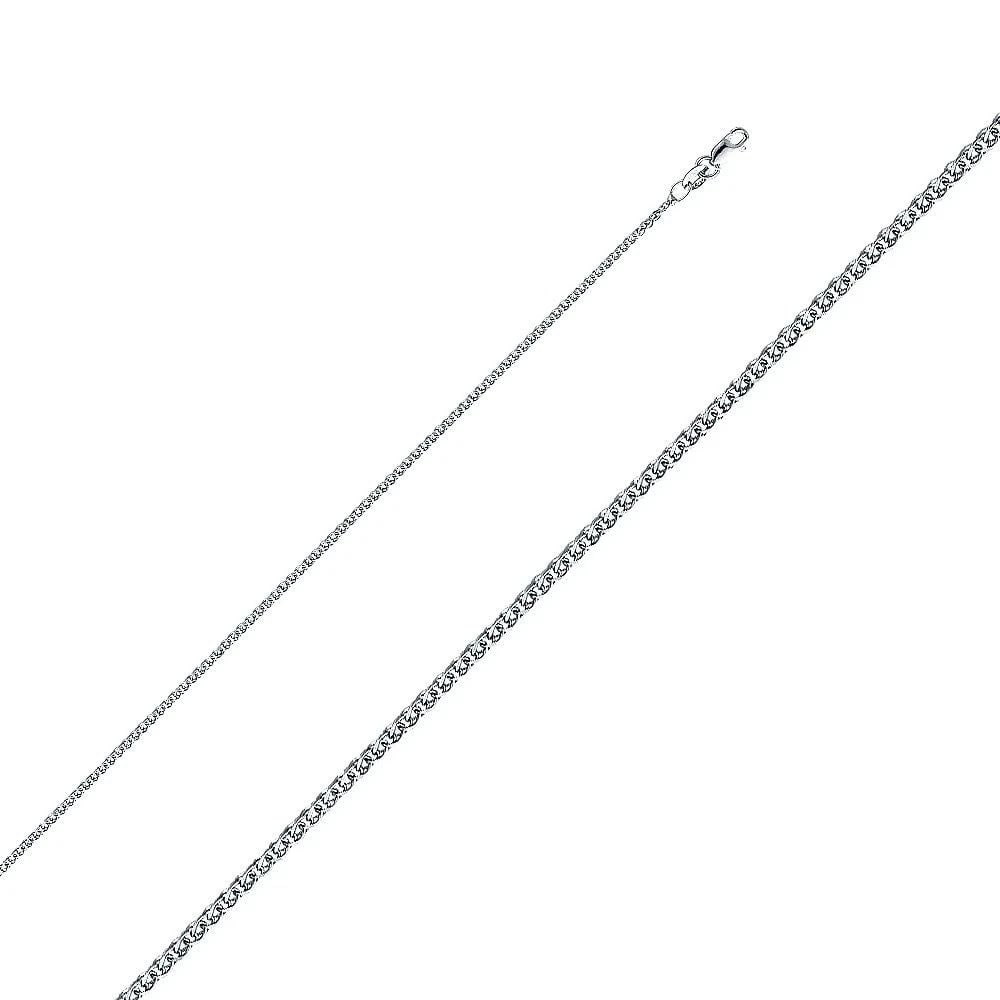 NEW 14K WHITE GOLD 025(1.5MM) FLAT WHEAT CHAIN: 14K WHITE GOLD 025(1.5MM) FLAT WHEAT CHAIN 025(1.5MM) FLAT WHEAT CHAIN NEW 14K WHITE GOLD WIDTH: 1.5mm AVERAGE Apx WEIGHT: 1.6g