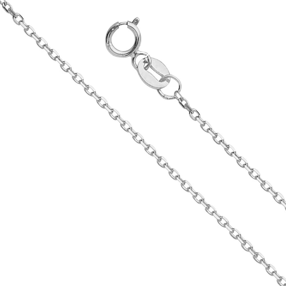 NEW 14K WHITE GOLD 1.2MM ANGLE CUT OVAL ROLO 035 CHAIN (1 of 2)