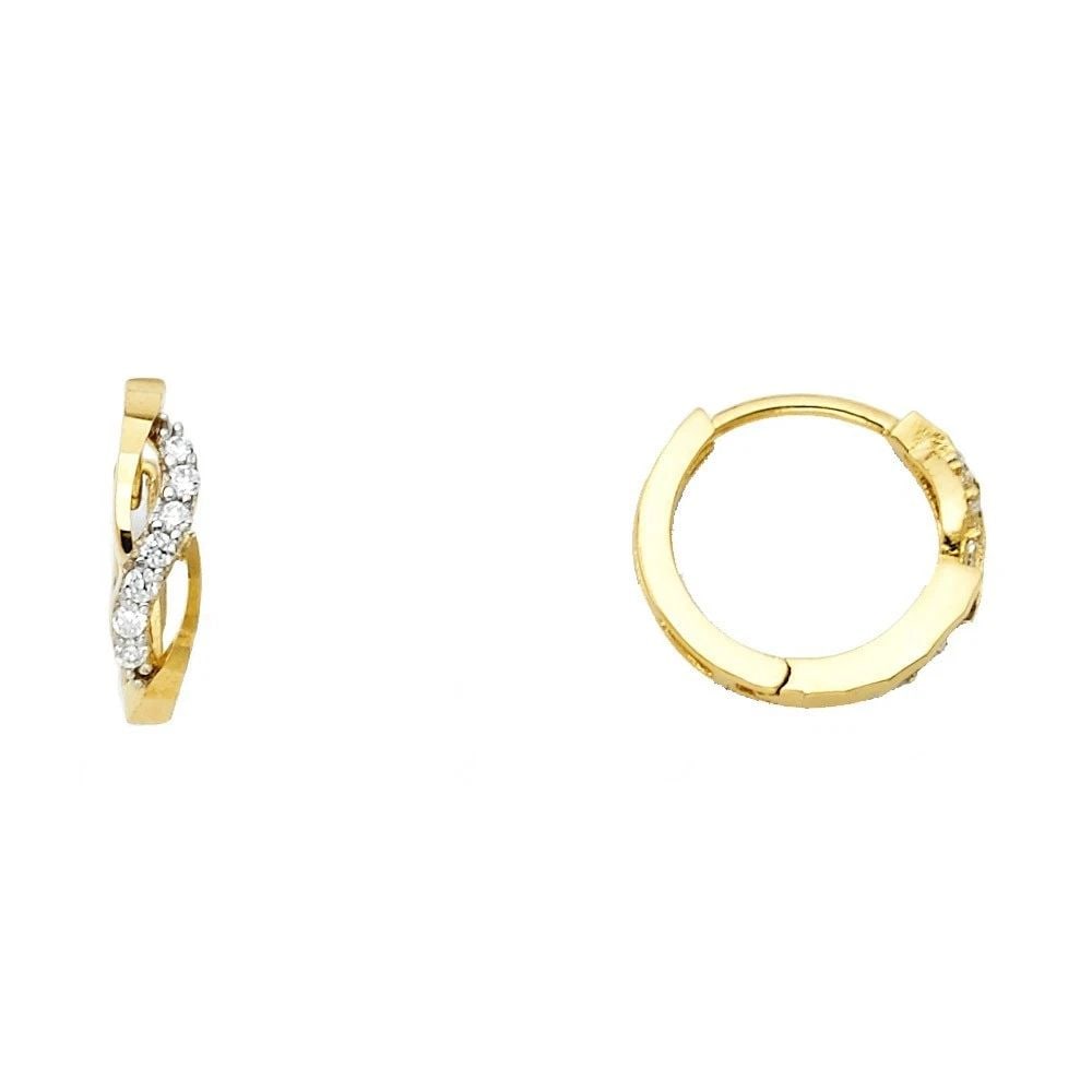 NEW 14K TWO TONE GOLD HUGGIES EARRINGS (1 of 2)