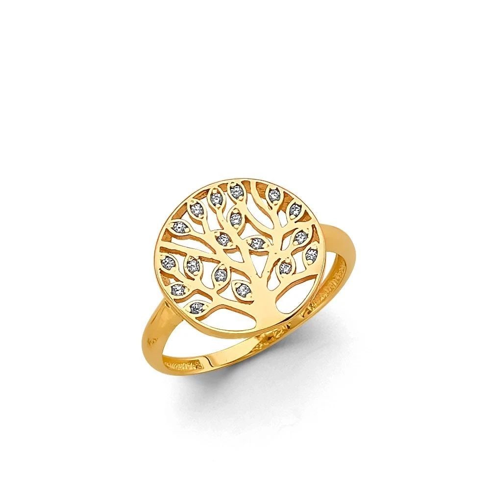 NEW 14K YELLOW GOLD TREE OF LIFE RING -SIZE 7 (1 of 2)