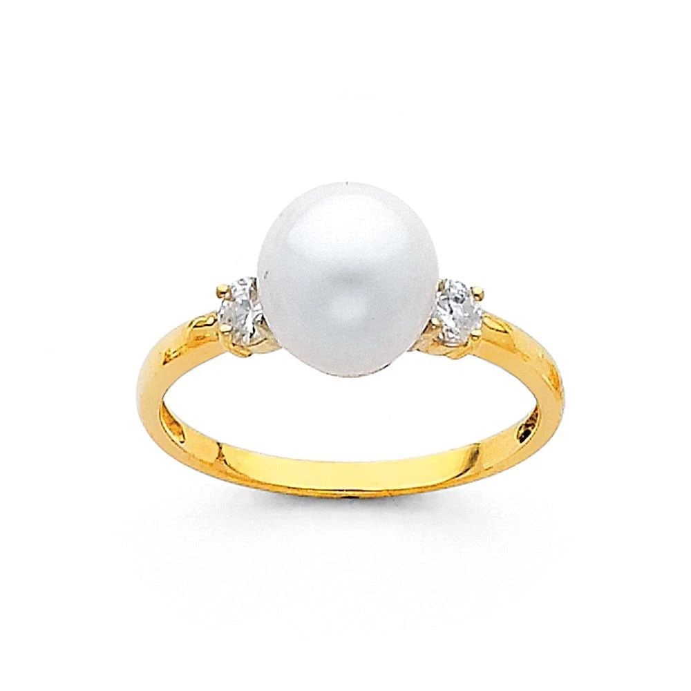 NEW 14K YELLOW GOLD PEARL RING -SIZE 7: NEW 14K YELLOW GOLD PEARL RING PEARL RING NEW 14K YELLOW GOLD WIDTH: 8 mm Average Apx. WEIGHT: 2.01 g