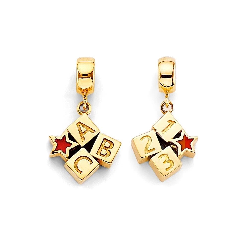 NEW 14K YELLOW GOLD ABC BLOCKS CHARM FOR MIX&MATCH BRACELET (1 of 2)