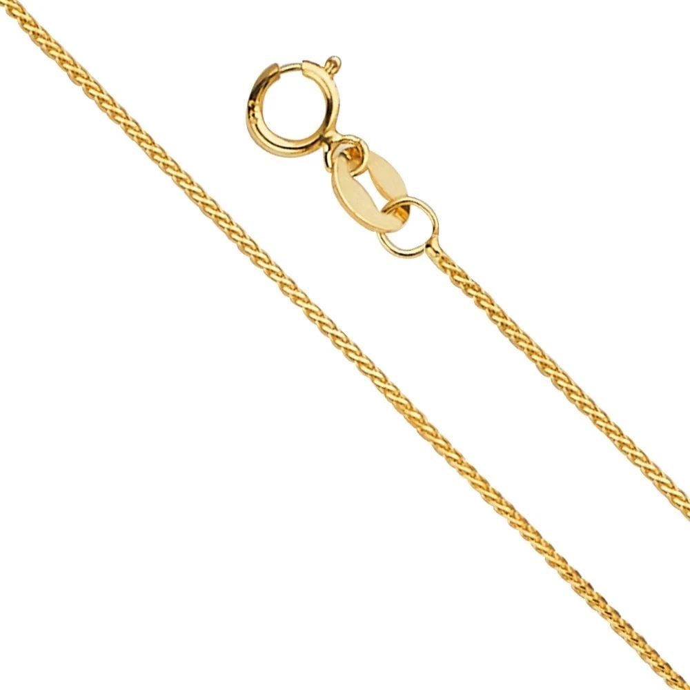 NEW 14K YELLOW GOLD 0.8MM 8 DC ROUND WHEAT 020 CHAIN: 14K YELLOW GOLD 0.8MM 8 DC ROUND WHEAT 020 CHAIN 0.8MM 8 DC ROUND WHEAT 020 CHAIN NEW 14K YELLOW GOLD WIDTH: 0.8mm AVERAGE Apx WEIGHT: 1.4g