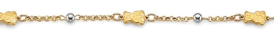 NEW 14K TWO TONE GOLD TEDDY BEAR BABY BRACELET: NEW 14K TWO TONE GOLD TEDDY BEAR BABY BRACELET TEDDY BEAR BABY BRACELET NEW 14K TWO TONE GOLD LENGTH - 5+1in Apx WEIGHT - 2g