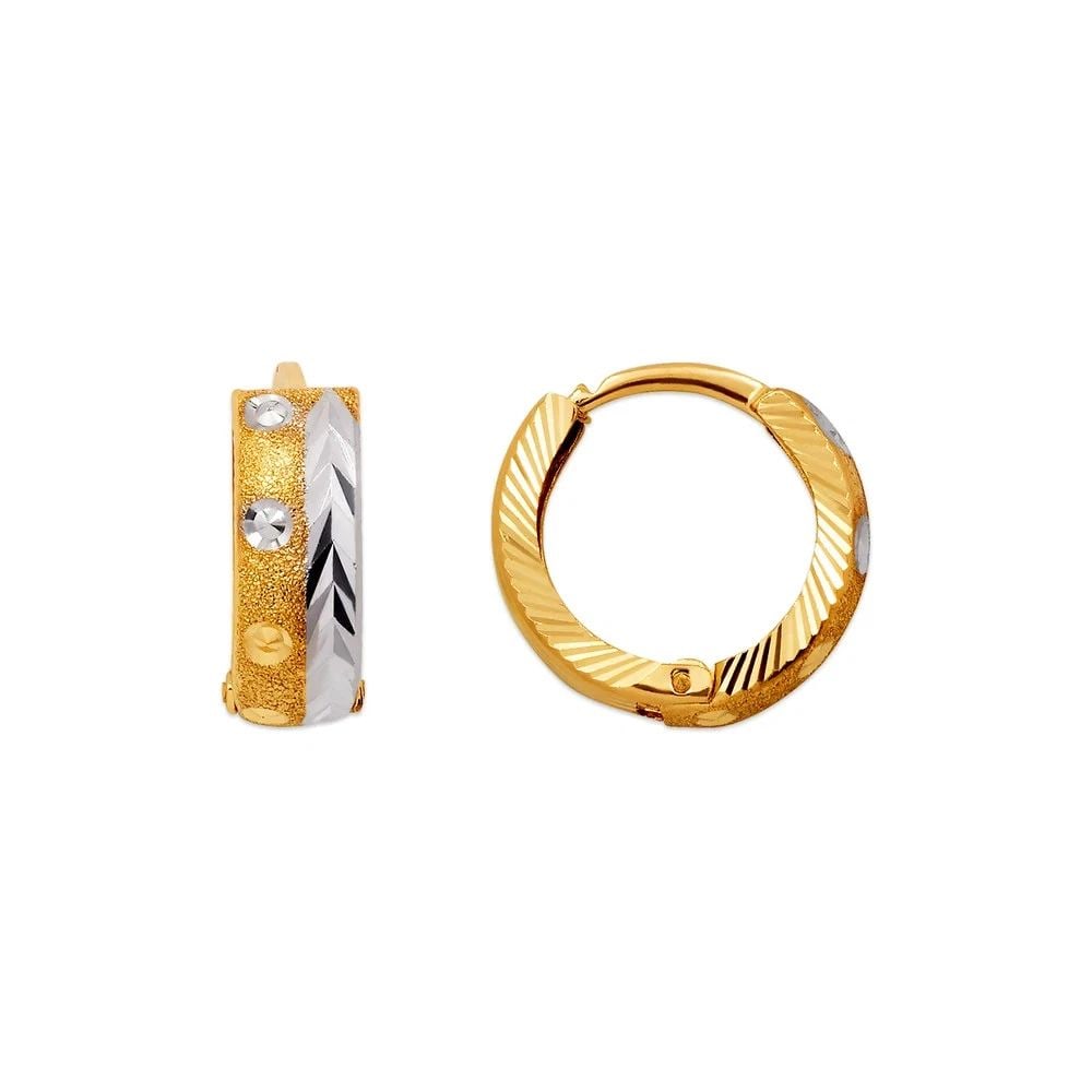 NEW 14K TWO TONE GOLD D/C HUGGIE EARRINGS: NEW 14K TWO TONE GOLD D/C HUGGIE EARRINGS D/C HUGGIE EARRINGS NEW 14K TWO TONE GOLD Width: Approx. 5x15mm Apx WEIGHT: 2g