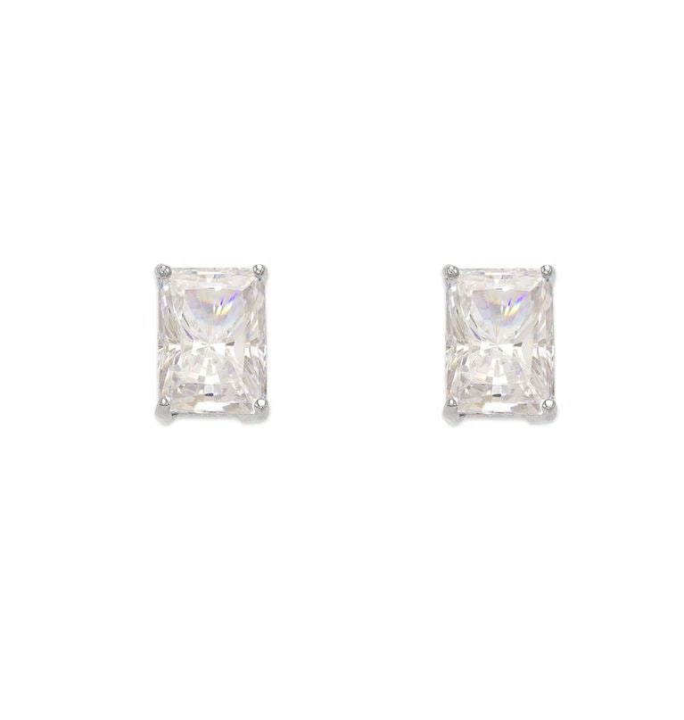 NEW 14K WHITE GOLD CUSHION CUT STUD EARRINGS: NEW 14K WHITE GOLD CUSHION CUT STUD EARRINGS CUSHION CUT STUD EARRINGS NEW 14K WHITE GOLD Width: Approx. 5.5x7mm Apx WEIGHT: 2g