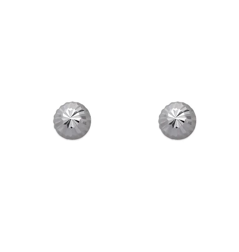 NEW 14K WHITE GOLD 3MM DIAMOND CUT STUD EARRINGS: NEW 14K WHITE GOLD 3MM DIAMOND CUT STUD EARRINGS 3MM DIAMOND CUT STUD EARRINGS NEW 14K WHITE GOLD Width: Approx. 3mm Apx WEIGHT: 2g