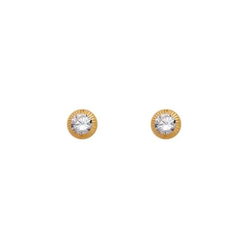 NEW 14K YELLOW GOLD 3MM ROUND D/C BEZEL STUD EARRINGS: NEW 14K YELLOW GOLD 3MM ROUND D/C BEZEL STUD EARRINGS 3MM ROUND D/C BEZEL STUD EARRINGS NEW 14K YELLOW GOLD Width: Approx. 3mm AVERAGE Apx WEIGHT: 2g
