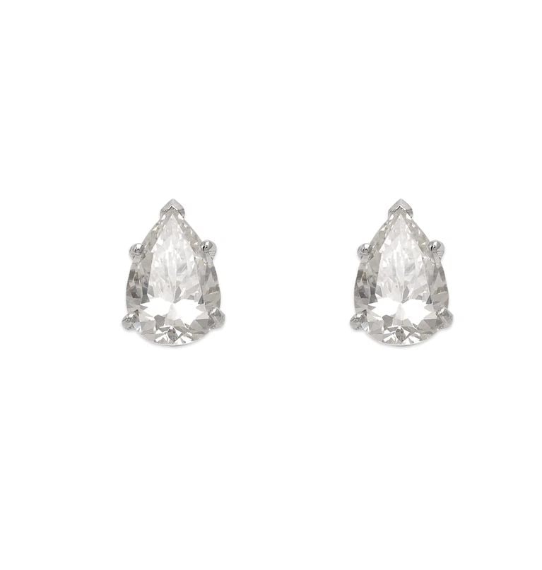 NEW 14K WHITE GOLD TEARDROP CUT STUD EARRINGS: NEW 14K WHITE GOLD TEARDROP CUT STUD EARRINGS TEARDROP CUT STUD EARRINGS NEW 14K WHITE GOLD Width: Approx. 6.5x9mm Apx WEIGHT: 2g