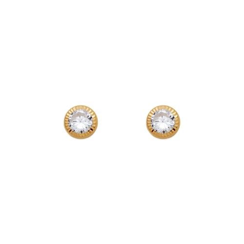 NEW 14K YELLOW GOLD 4MM ROUND D/C BEZEL STUD EARRINGS: NEW 14K YELLOW GOLD 4MM ROUND D/C BEZEL STUD EARRINGS 4MM ROUND D/C BEZEL STUD EARRINGS NEW 14K YELLOW GOLD Width: Approx. 4mm AVERAGE Apx WEIGHT: 2g