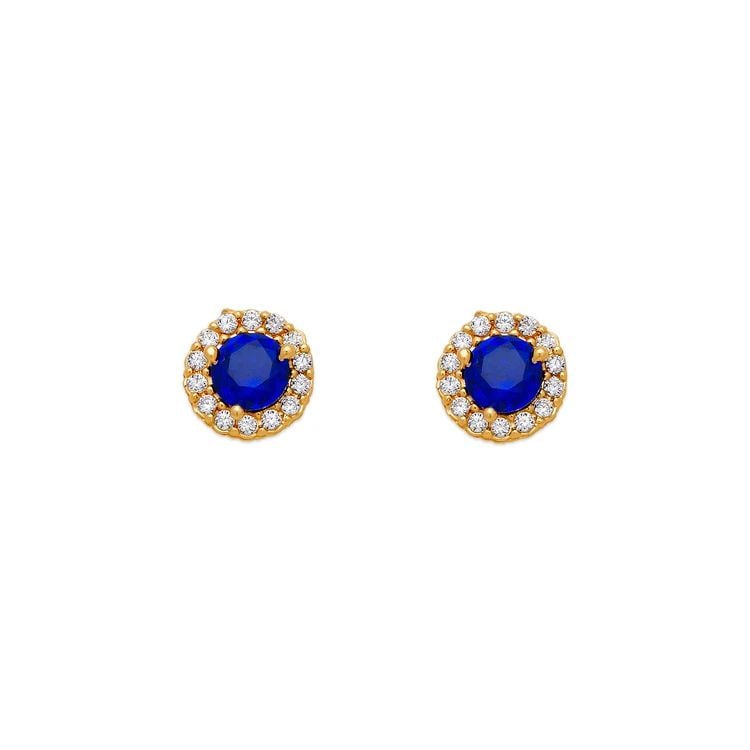 NEW 14K YELLOW GOLD 4MM BLUE ROUND STUD EARRINGS: NEW 14K YELLOW GOLD 4MM BLUE ROUND STUD EARRINGS 4MM BLUE ROUND STUD EARRINGS NEW 14K YELLOW GOLD Width: Approx. 4mm Apx WEIGHT: 2g