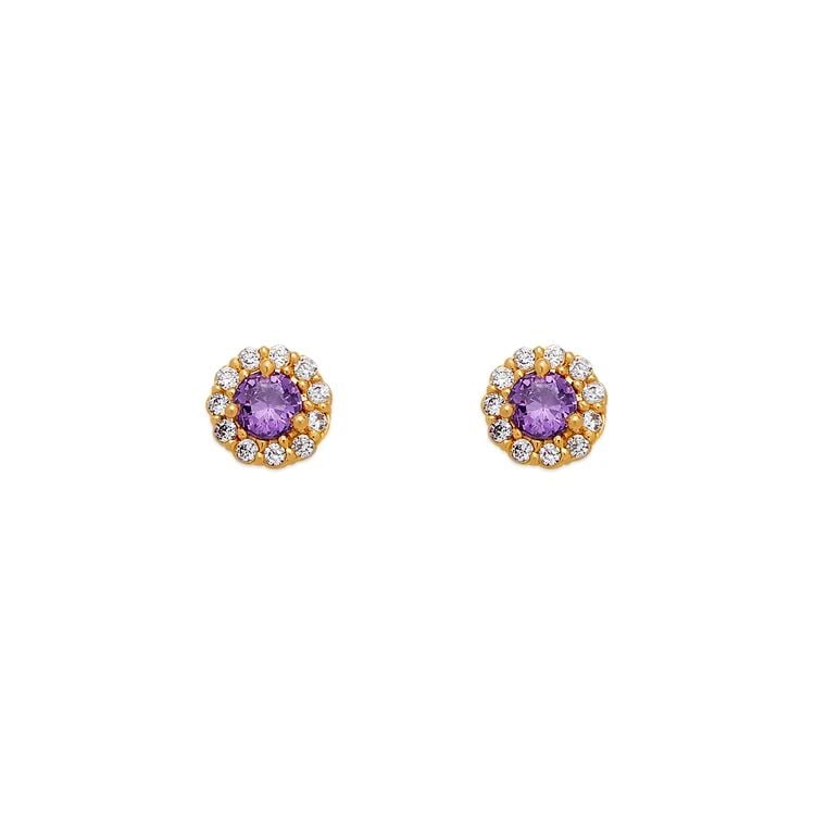 NEW 14K YELLOW GOLD 3MM PURPLE ROUND STUD EARRINGS: NEW 14K YELLOW GOLD 3MM PURPLE ROUND STUD EARRINGS 3MM PURPLE ROUND STUD EARRINGS NEW 14K YELLOW GOLD Width: Approx. 3mm Apx WEIGHT: 2g
