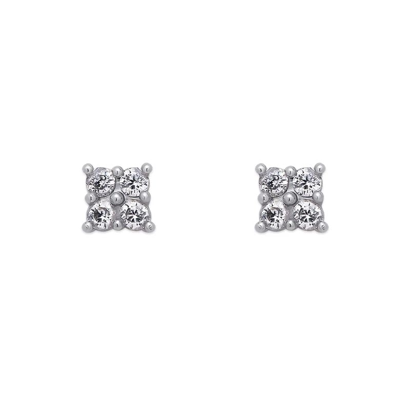 NEW 14K WHITE GOLD SQUARE WHITE STUD EARRINGS: NEW 14K WHITE GOLD SQUARE WHITE STUD EARRINGS SQUARE WHITE STUD EARRINGS NEW 14K WHITE GOLD Width: Approx. 4x4mm Apx WEIGHT: 2g