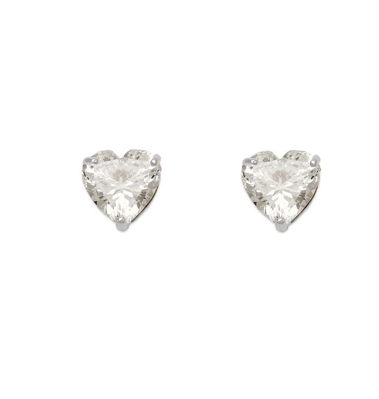 NEW 14K WHITE GOLD HEART CUT STUD EARRINGS: NEW 14K WHITE GOLD HEART CUT STUD EARRINGS HEART CUT STUD EARRINGS NEW 14K WHITE GOLD Width: Approx. 6x6mm Apx WEIGHT: 2g