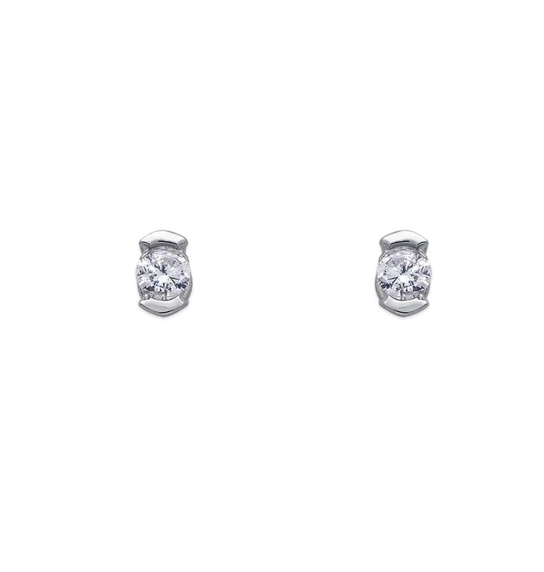 NEW 14K WHITE GOLD OPEN BEZEL STUD EARRINGS: NEW 14K WHITE GOLD OPEN BEZEL STUD EARRINGS OPEN BEZEL STUD EARRINGS NEW 14K WHITE GOLD Width: Approx. 2x3mm Apx WEIGHT: 2g