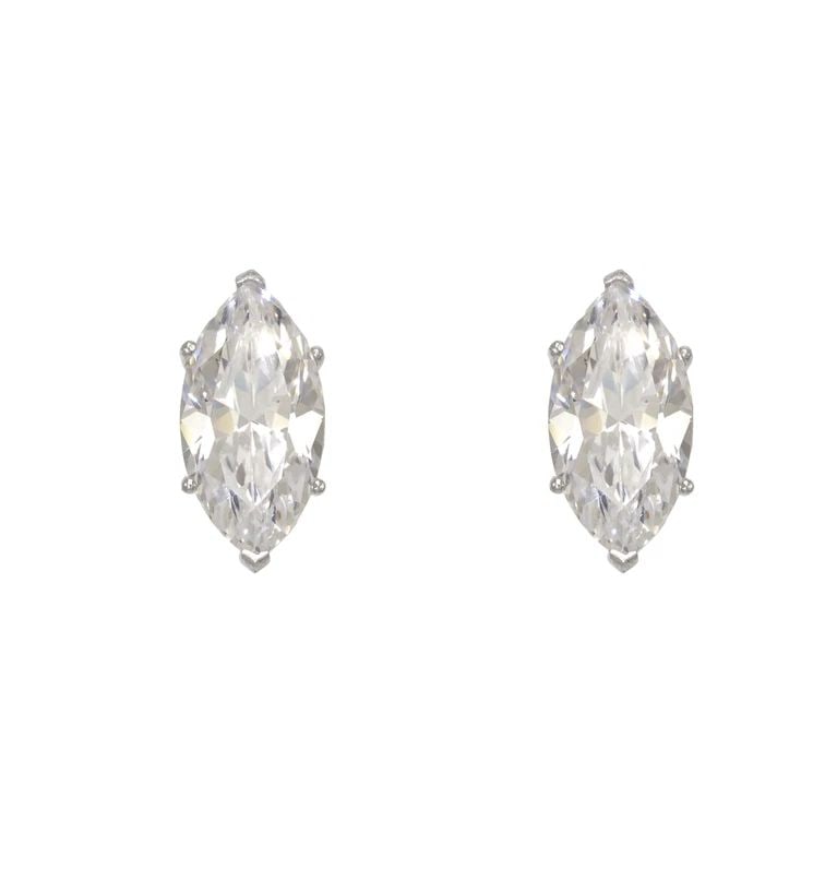 NEW 14K WHITE GOLD MARQUISE CUT STUD EARRINGS: NEW 14K WHITE GOLD MARQUISE CUT STUD EARRINGS MARQUISE CUT STUD EARRINGS NEW 14K WHITE GOLD Width: Approx. 6x14mm Apx WEIGHT: 2g