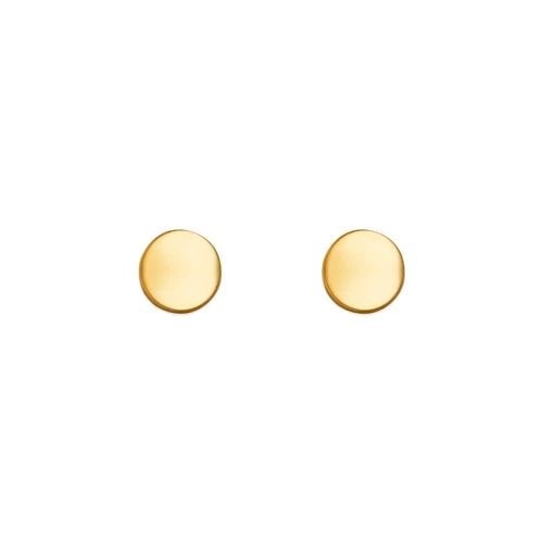 NEW 14K YELLOW GOLD 5MM DISK STUD EARRINGS (1 of 2)