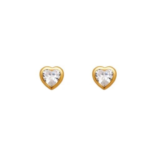 NEW 14K YELLOW GOLD 5MM HEART BEZEL STUD EARRINGS (1 of 2)