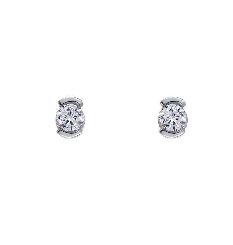 NEW 14K WHITE GOLD OPEN BEZEL STUD EARRINGS: NEW 14K WHITE GOLD OPEN BEZEL STUD EARRINGS OPEN BEZEL STUD EARRINGS NEW 14K WHITE GOLD Width: Approx. 3x4mm Apx WEIGHT: 2g