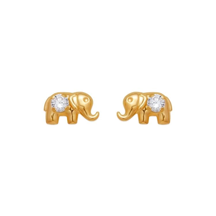 NEW 14K YELLOW GOLD ELEPHANT STUD EARRINGS (1 of 2)