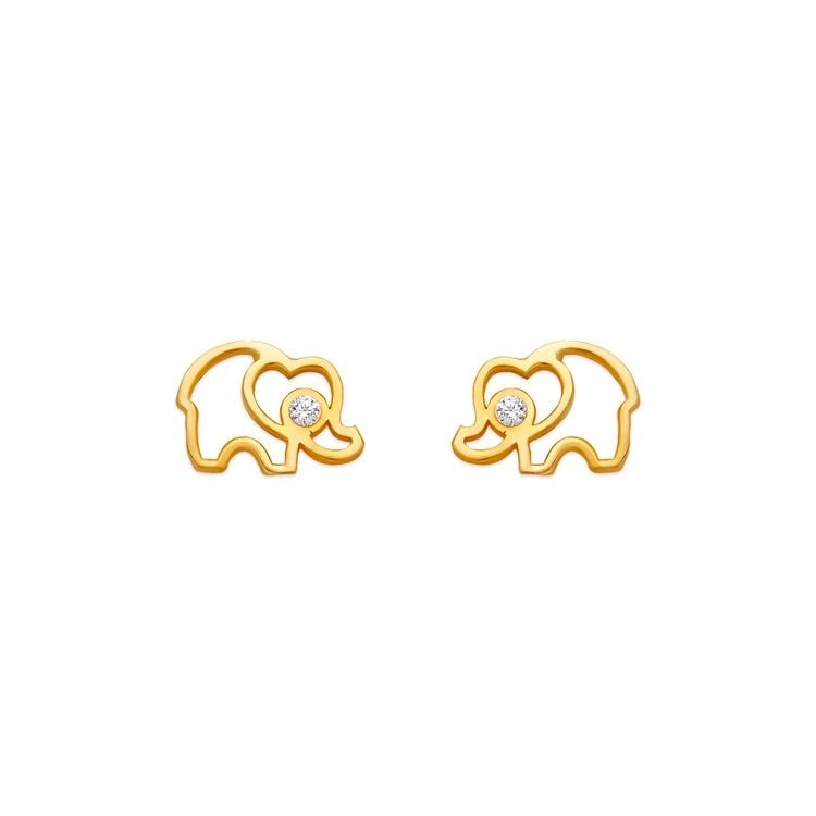 NEW 14K YELLOW GOLD ELEPHANT SILHOUETTE STUD EARRINGS: NEW 14K YELLOW GOLD ELEPHANT SILHOUETTE STUD EARRINGS ELEPHANT SILHOUETTE STUD EARRINGS NEW 14K YELLOW GOLD Width: Approx. 8x6mm Apx WEIGHT: 2g