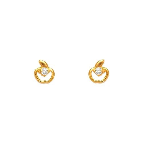 NEW 14K YELLOW GOLD APPLE STUD EARRINGS (1 of 2)