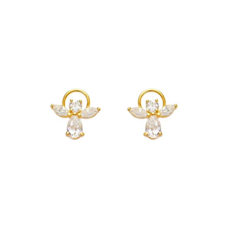 NEW 14K YELLOW GOLD ANGEL STUD EARRINGS (1 of 2)