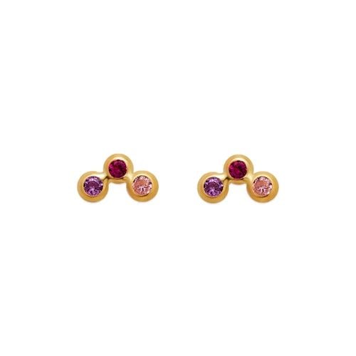 NEW 14K YELLOW GOLD ARC BEZEL STUD EARRINGS (1 of 2)