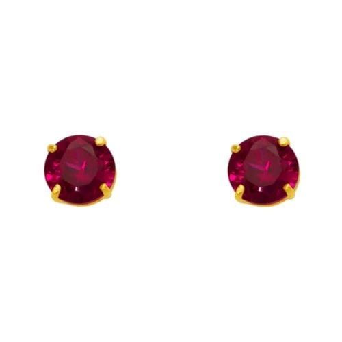 NEW 14K YELLOW GOLD DARK RED GARNET BIRTHSTONE SCREWBACK STUD EARRINGS (1 of 2)