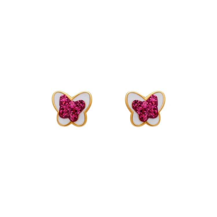 NEW 14K YELLOW GOLD BUTTERFLY ENAMEL STUD EARRINGS: NEW 14K YELLOW GOLD BUTTERFLY ENAMEL STUD EARRINGS BUTTERFLY ENAMEL STUD EARRINGS NEW 14K YELLOW GOLD Width: Approx. 6.5x6mm Apx WEIGHT: 2g