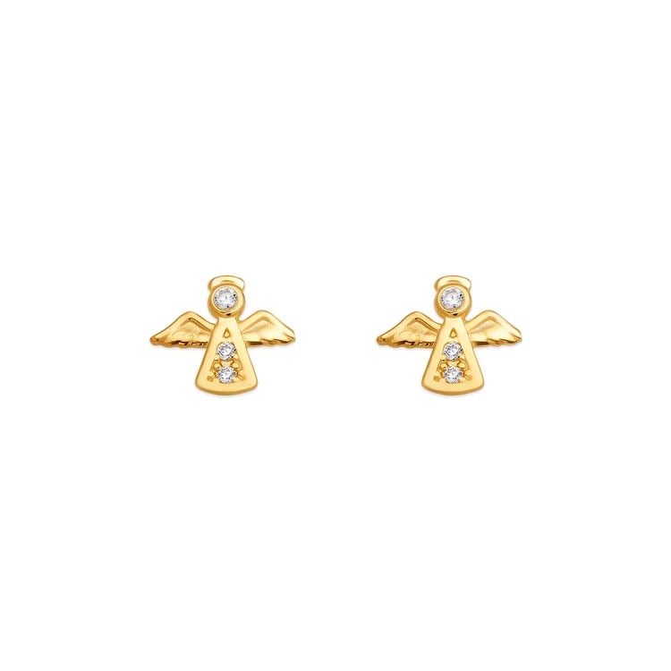 NEW 14K YELLOW GOLD ANGEL PAVE STUD EARRINGS: NEW 14K YELLOW GOLD ANGEL PAVE STUD EARRINGS ANGEL PAVE STUD EARRINGS NEW 14K YELLOW GOLD Width: Approx. 8x7mm Apx WEIGHT: 2g