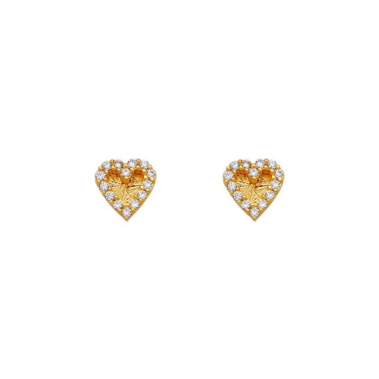 NEW 14K YELLOW GOLD DIAMOND CUT HEART STUD EARRINGS: NEW 14K YELLOW GOLD DIAMOND CUT HEART STUD EARRINGS DIAMOND CUT HEART STUD EARRINGS NEW 14K YELLOW GOLD Width: Approx. 6x6.5mm Apx WEIGHT: 2g