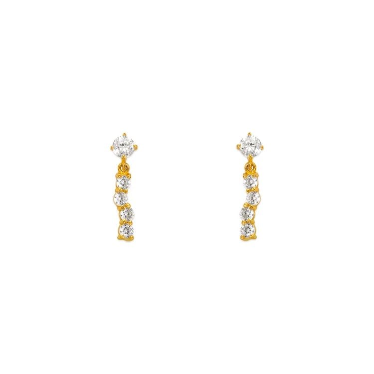 NEW 14K YELLOW GOLD DANGLING STUD EARRINGS (1 of 2)