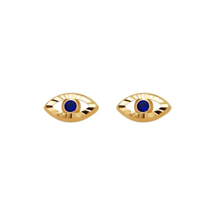 NEW 14K YELLOW GOLD D/C MAGIC EYE STUD EARRINGS (1 of 2)