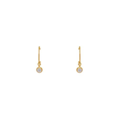 NEW 14K YELLOW GOLD DANGLING WHITE STUD EARRINGS: NEW 14K YELLOW GOLD DANGLING WHITE STUD EARRINGS DANGLING WHITE STUD EARRINGS NEW 14K YELLOW GOLD Width: Approx. 10mm AVERAGE Apx WEIGHT: 2g