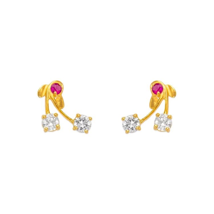 NEW 14K YELLOW GOLD CHERRY STUD EARRINGS: NEW 14K YELLOW GOLD CHERRY STUD EARRINGS CHERRY STUD EARRINGS NEW 14K YELLOW GOLD Width: Approx. 9x12mm Apx WEIGHT: 2g