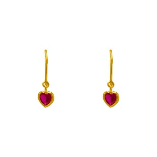NEW 14K YELLOW GOLD DANGLING RED HEART STUD EARRINGS: NEW 14K YELLOW GOLD DANGLING RED HEART STUD EARRINGS DANGLING RED HEART STUD EARRINGS NEW 14K YELLOW GOLD Width: Approx. 10mm AVERAGE Apx WEIGHT: 2g