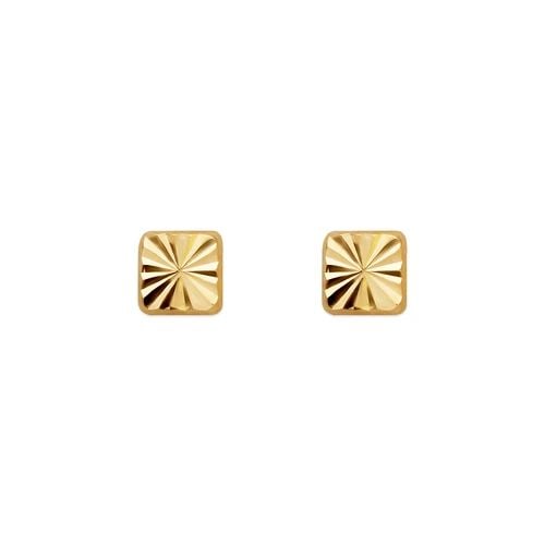NEW 14K YELLOW GOLD DIAMOND CUT SQUARE STUD EARRINGS: NEW 14K YELLOW GOLD DIAMOND CUT SQUARE STUD EARRINGS DIAMOND CUT SQUARE STUD EARRINGS NEW 14K YELLOW GOLD Width: Approx. 5x5mm AVERAGE Apx WEIGHT: 2g