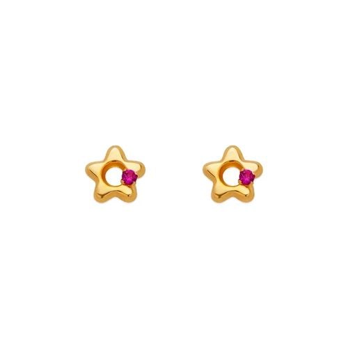 NEW 14K YELLOW GOLD 5MM RED STAR STUD EARRINGS: NEW 14K YELLOW GOLD 5MM RED STAR STUD EARRINGS 5MM RED STAR STUD EARRINGS NEW 14K YELLOW GOLD Width: Approx. 5.5mm AVERAGE Apx WEIGHT: 2g