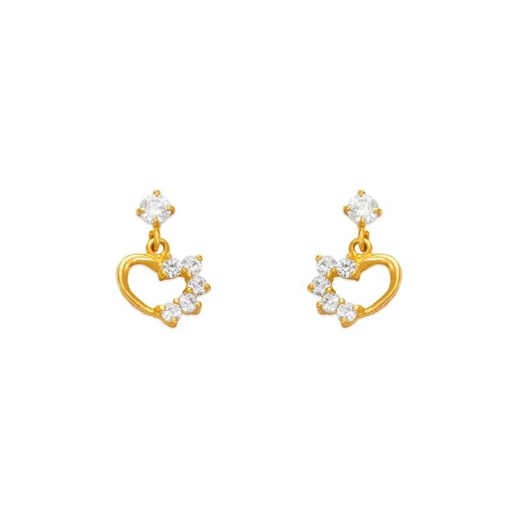 NEW 14K YELLOW GOLD DANGLING HEART STUD EARRINGS: NEW 14K YELLOW GOLD DANGLING HEART STUD EARRINGS DANGLING HEART STUD EARRINGS NEW 14K YELLOW GOLD Width: Approx. 8x13mm Apx WEIGHT: 2g