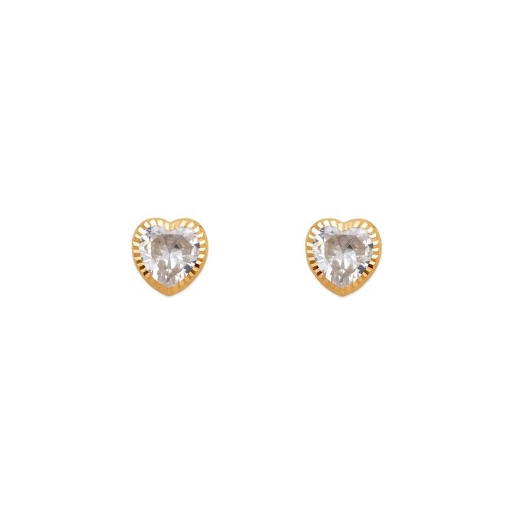 NEW 14K YELLOW GOLD 6MM HEART DC BEZEL STUD EARRINGS: NEW 14K YELLOW GOLD 6MM HEART DC BEZEL STUD EARRINGS 6MM HEART DC BEZEL STUD EARRINGS NEW 14K YELLOW GOLD Width: Approx. 6mm Apx WEIGHT: 2g