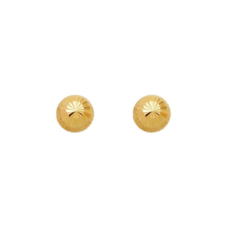 NEW 14K YELLOW GOLD 6MM DIAMOND CUT STUD EARRINGS (1 of 2)