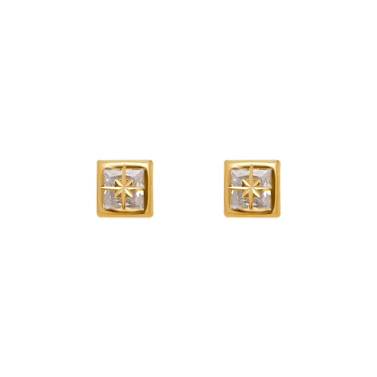 NEW 14K YELLOW GOLD 5MM SQUARE BEZEL STUD EARRINGS: NEW 14K YELLOW GOLD 5MM SQUARE BEZEL STUD EARRINGS 5MM SQUARE BEZEL STUD EARRINGS NEW 14K YELLOW GOLD Width: Approx. 5mm Apx WEIGHT: 2g