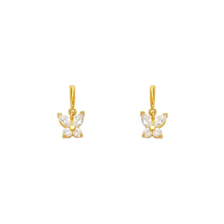 NEW 14K YELLOW GOLD BUTTERFLY STUD EARRINGS (1 of 2)