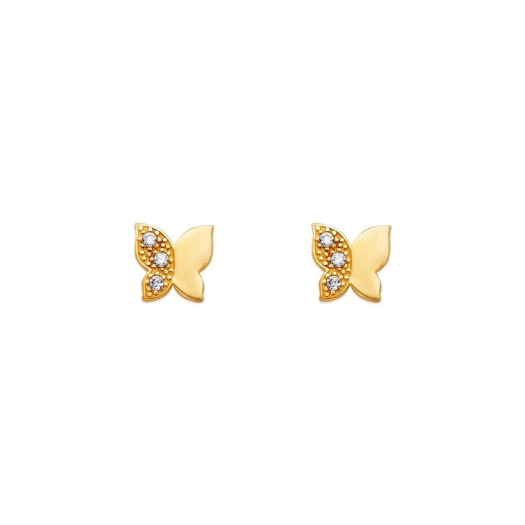 NEW 14K YELLOW GOLD BUTTERFLY PAVE STUD EARRINGS: NEW 14K YELLOW GOLD BUTTERFLY PAVE STUD EARRINGS BUTTERFLY PAVE STUD EARRINGS NEW 14K YELLOW GOLD Width: Approx. 5x5mm Apx WEIGHT: 2g
