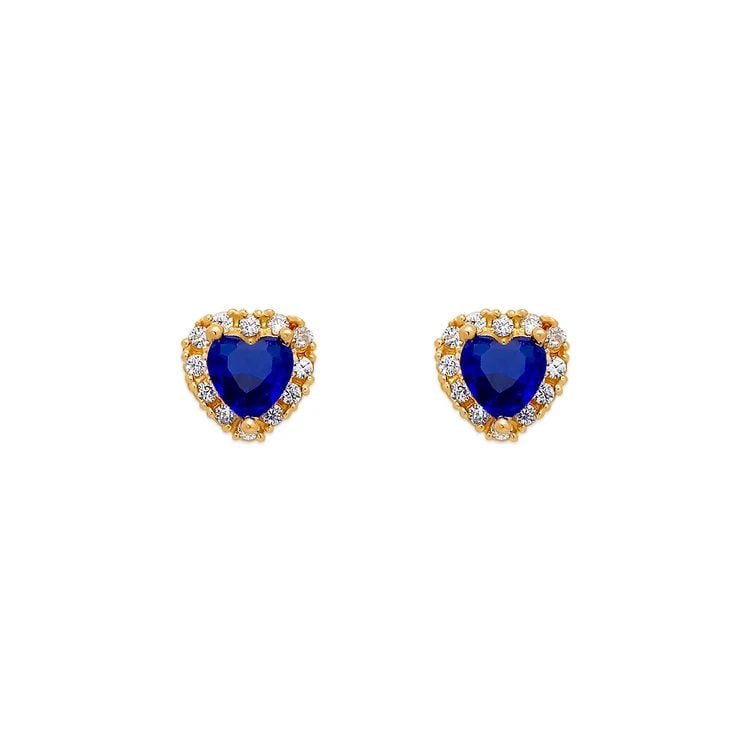 NEW 14K YELLOW GOLD BLUE HEART STUD EARRINGS: NEW 14K YELLOW GOLD BLUE HEART STUD EARRINGS BLUE HEART STUD EARRINGS NEW 14K YELLOW GOLD Width: Approx. 6x7mm Apx WEIGHT: 2g