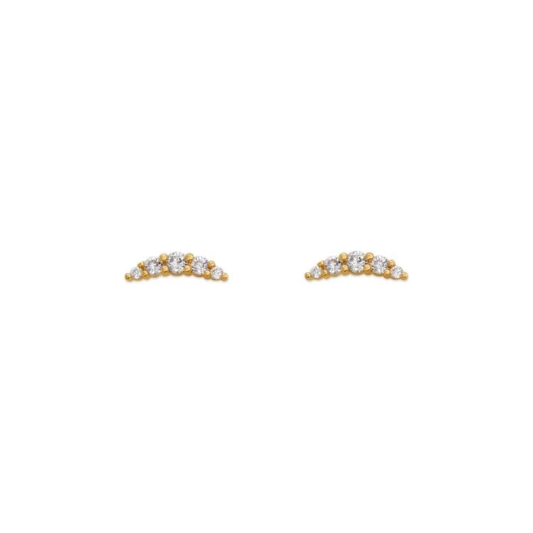 NEW 14K YELLOW GOLD ARCHES FLATBACK STUD EARRINGS (1 of 2)