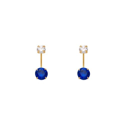 NEW 14K YELLOW GOLD BLUE TELEPHONE STUD EARRINGS (1 of 2)
