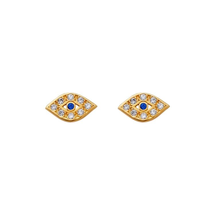 NEW 14K YELLOW GOLD EVIL EYE STUD EARRINGS: NEW 14K YELLOW GOLD EVIL EYE STUD EARRINGS EVIL EYE STUD EARRINGS NEW 14K YELLOW GOLD Width: Approx. 7.5X4.5mm Apx WEIGHT: 2g